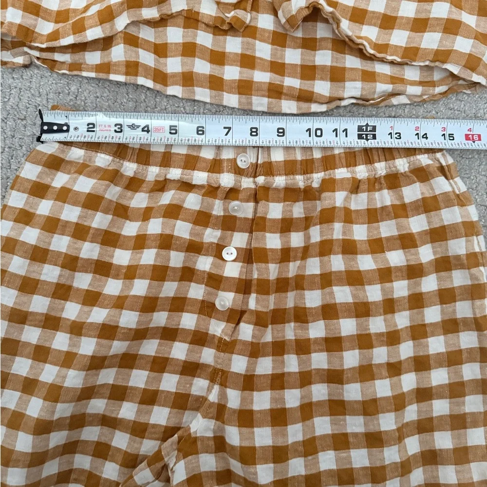 Morrow Soft Goods 100% Linen Esme Plaid Shirt and Shorts Set size Small - Picture 9 of 9